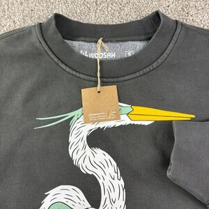 Woosah Crane Graphic Sweatshirt Unisex S Relaxed Streetwear Bird Print Crewneck